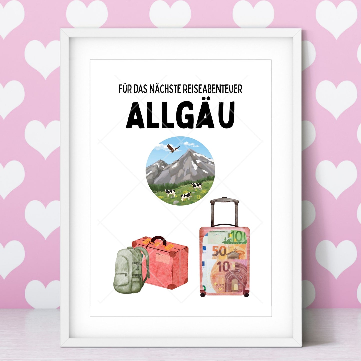 Allgäu Reise Geldgeschenk Reisegutschein – Digitaler Sofort Download PDF A4 zum Ausdrucken