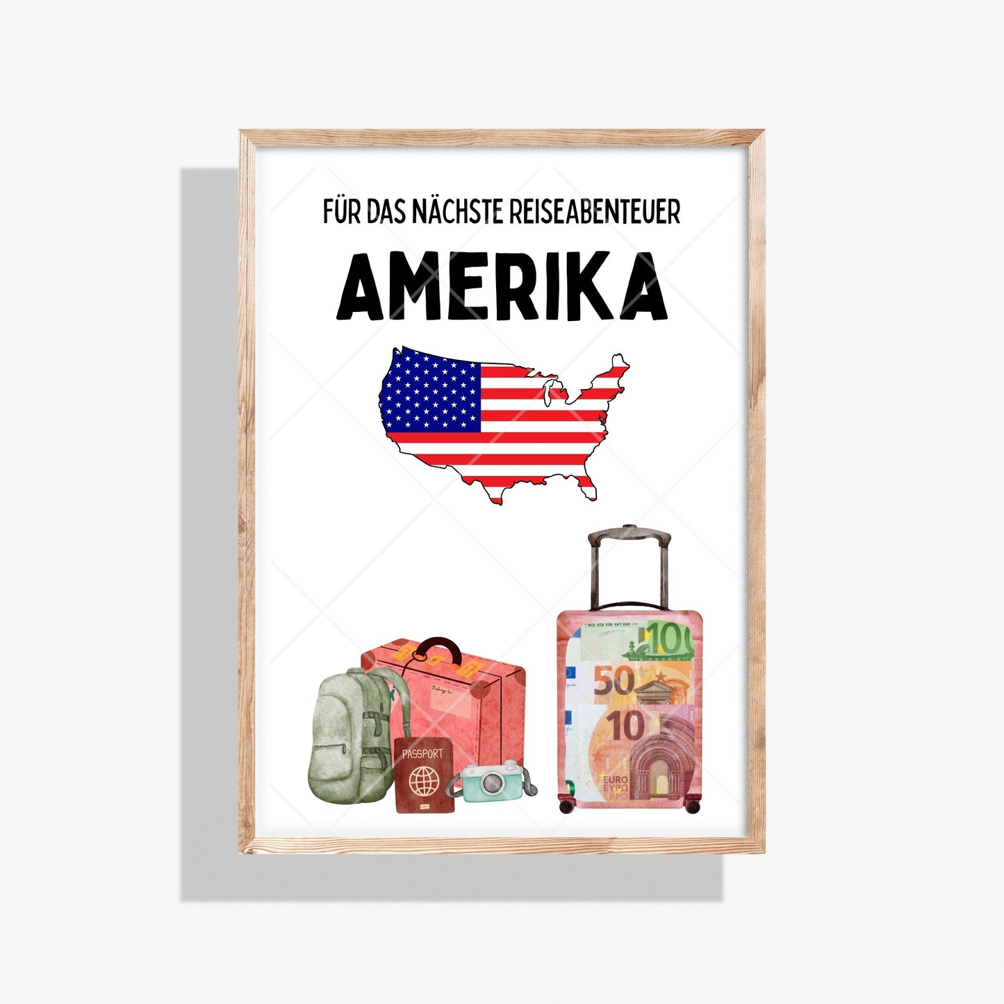 Amerika Reise Geldgeschenk Reisegutschein – Digitaler Sofort Download PDF A4 zum Ausdrucken