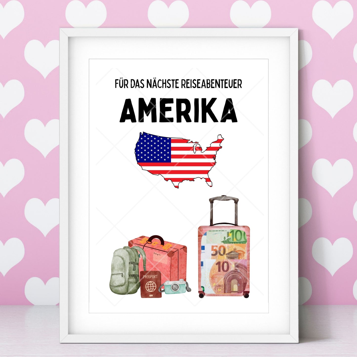 Amerika Reise Geldgeschenk Reisegutschein – Digitaler Sofort Download PDF A4 zum Ausdrucken