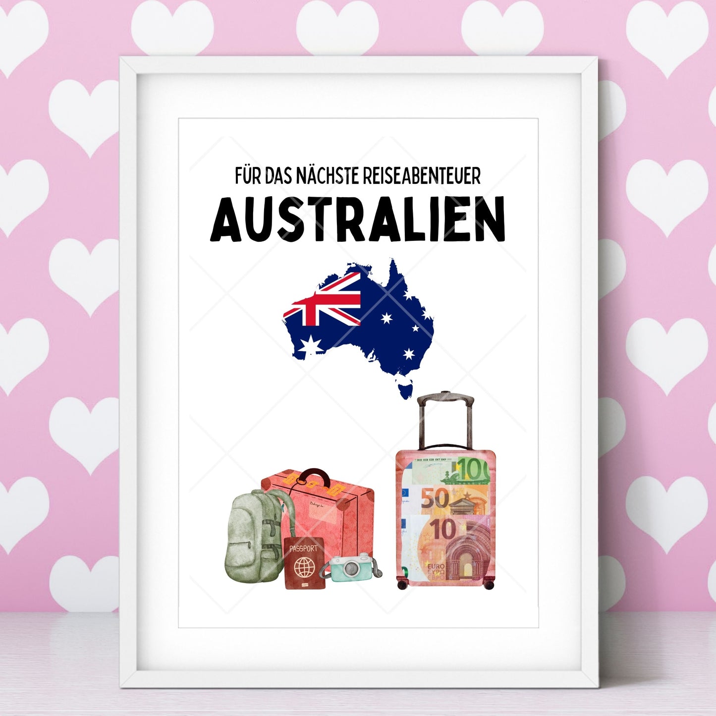 Australien Reise Geldgeschenk Reisegutschein – Digitaler Sofort Download PDF A4 zum Ausdrucken