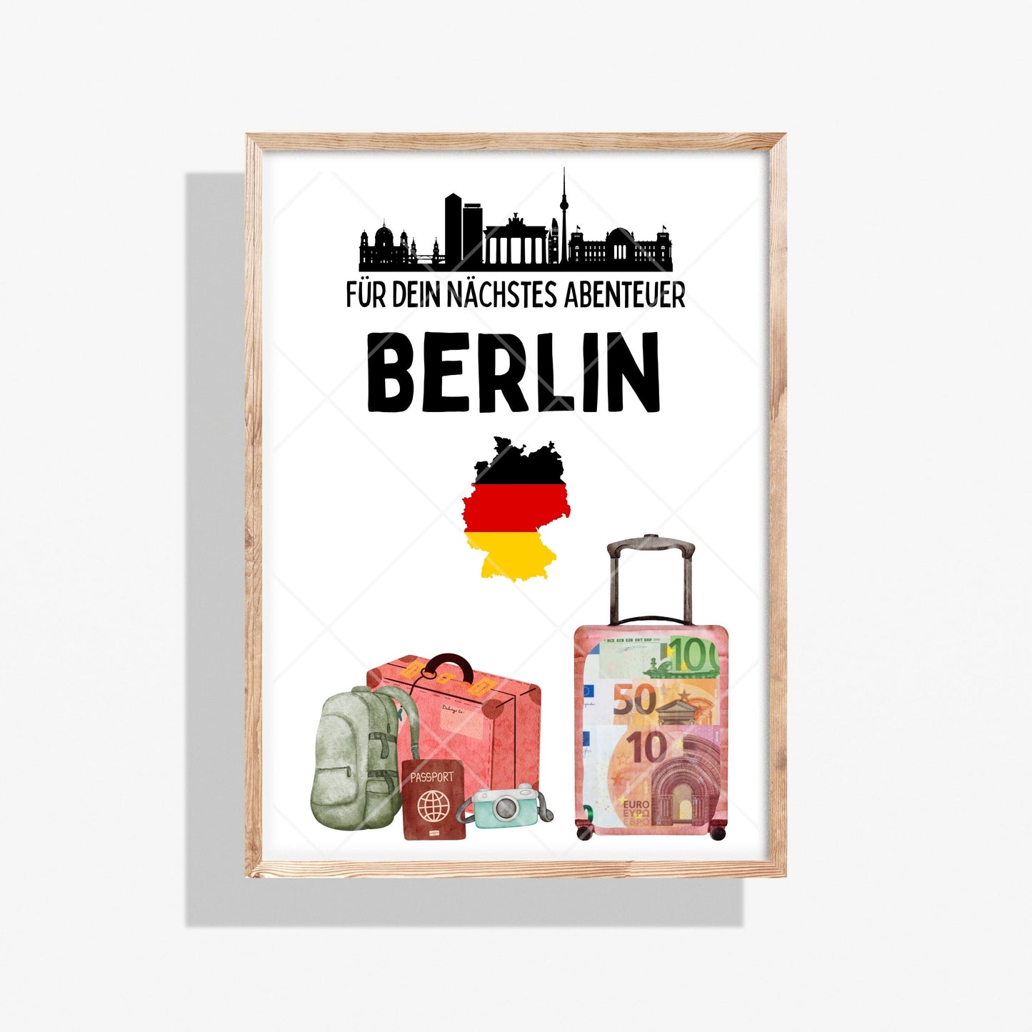 Berlin Reise Geldgeschenk Reisegutschein Städtetrip – Digitaler Sofort Download PDF A4 zum Ausdrucken