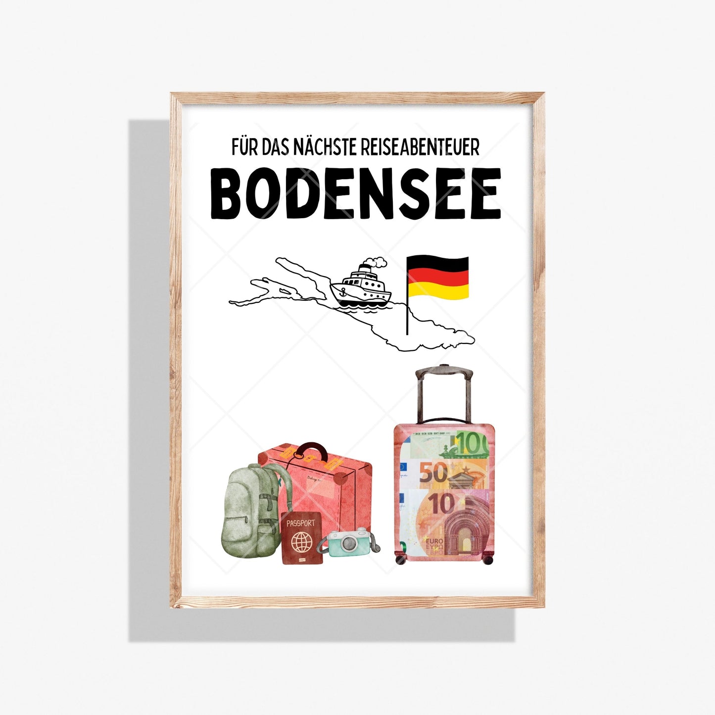 Bodensee Reise Geldgeschenk Reisegutschein – Digitaler Sofort Download PDF A4 zum Ausdrucken