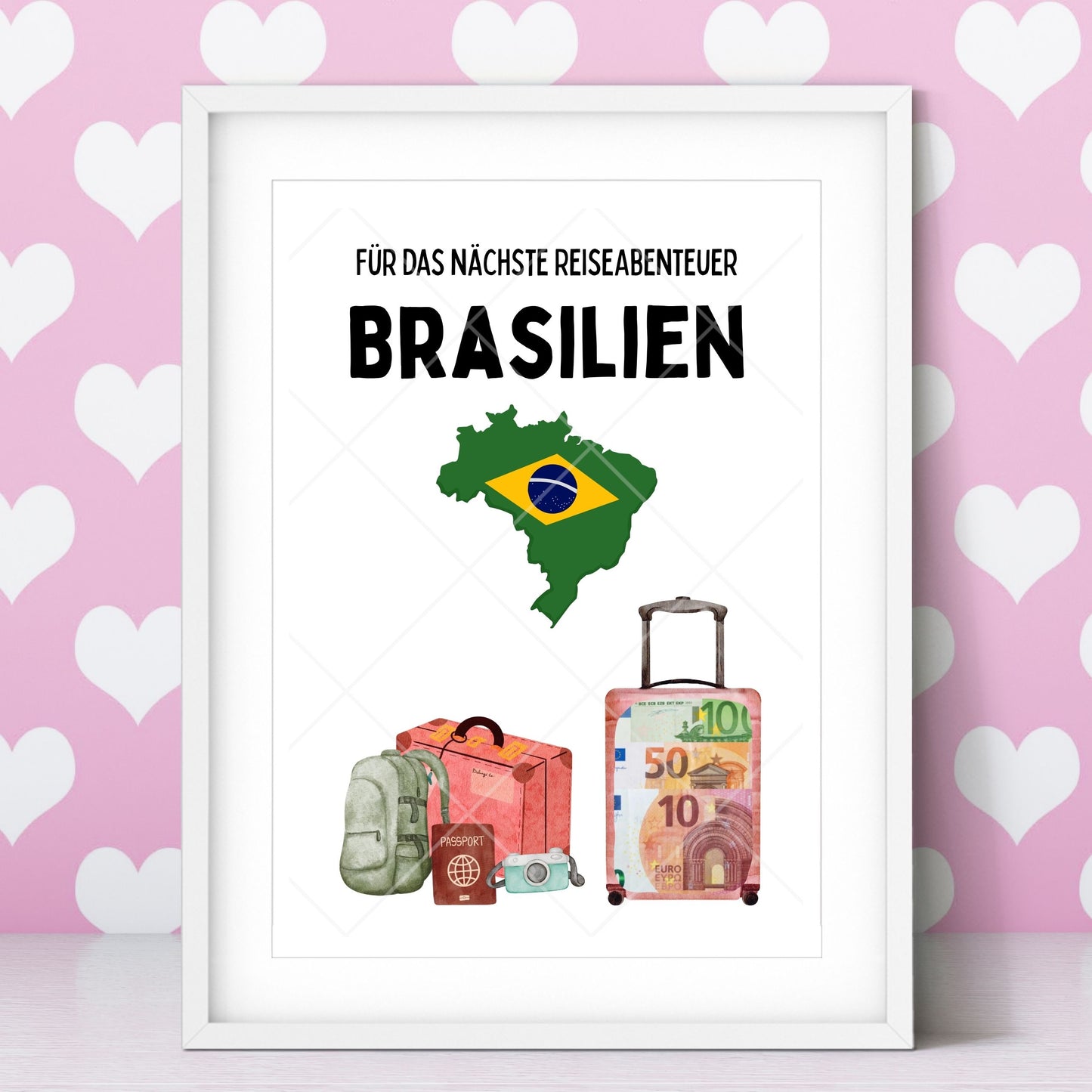 Brasilien Reise Geldgeschenk - Digitaler Sofort Download PDF A4 zum Ausdrucken