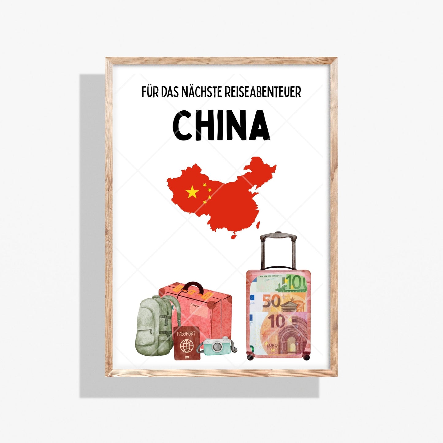 China Reise Geldgeschenk - Digitaler Sofort Download PDF A4 zum Ausdrucken