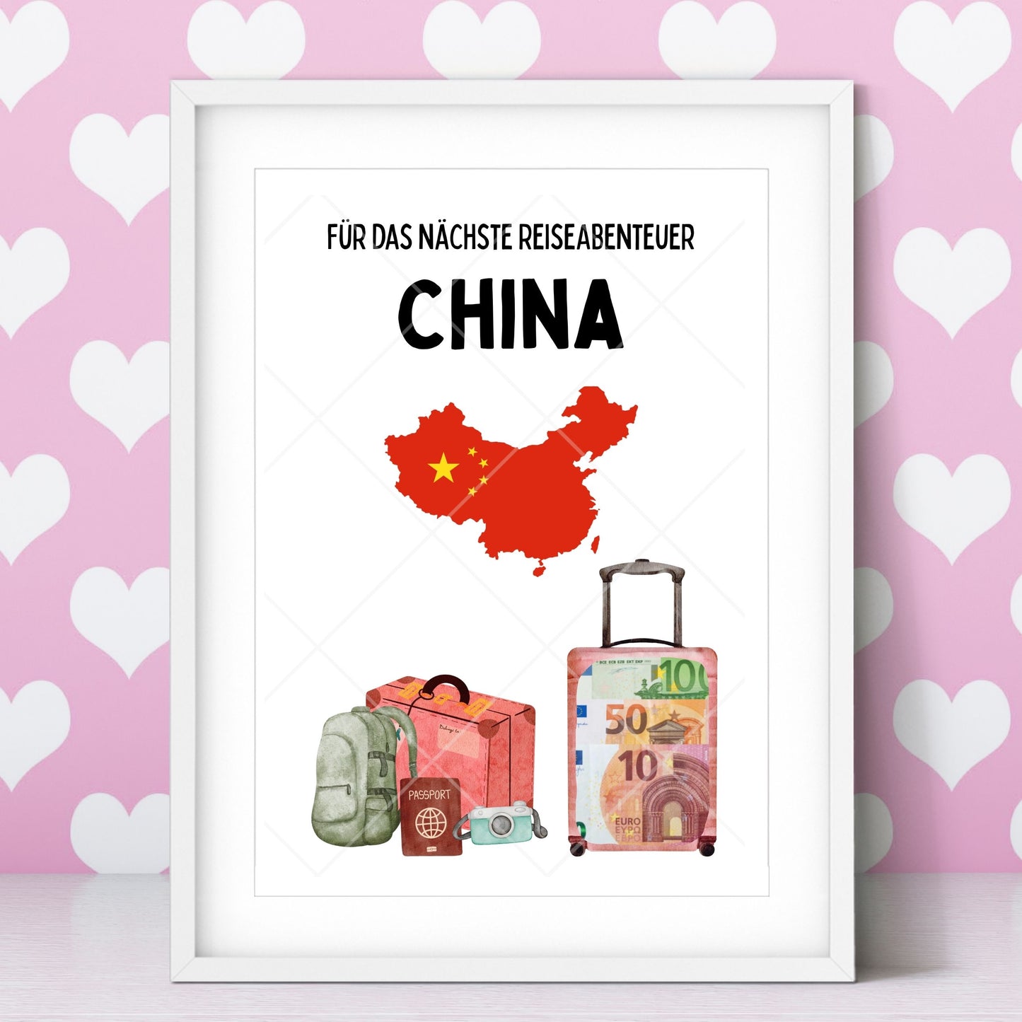 China Reise Geldgeschenk - Digitaler Sofort Download PDF A4 zum Ausdrucken