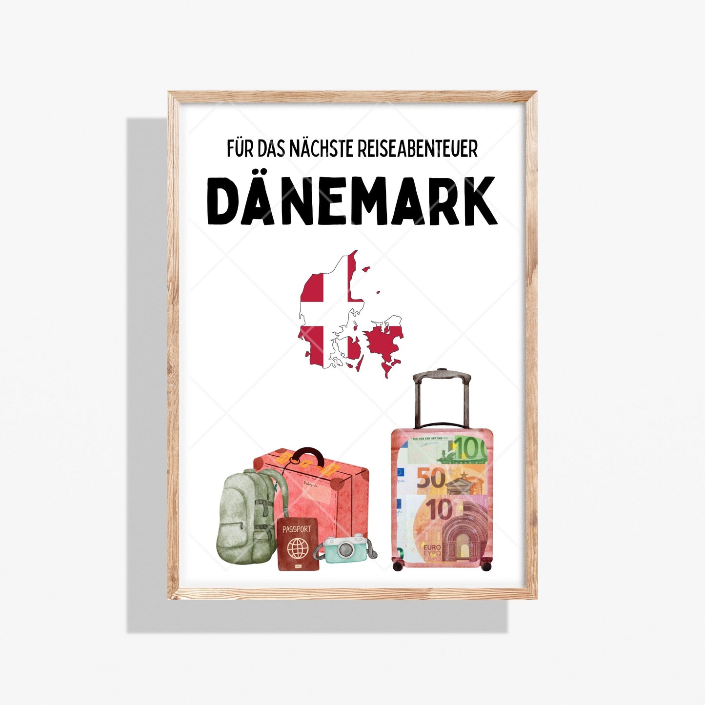 Dänemark Reise Geldgeschenk - Digitaler Sofort Download PDF A4 zum Ausdrucken