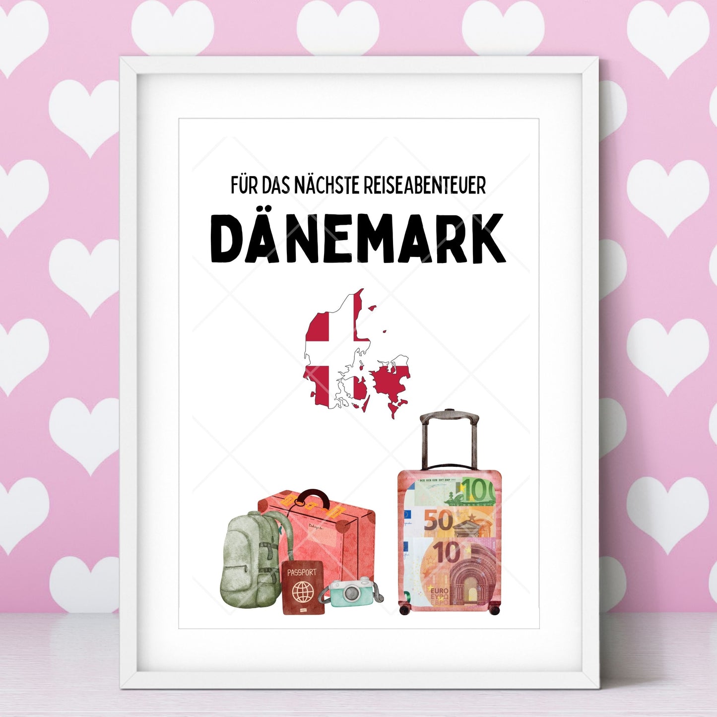 Dänemark Reise Geldgeschenk - Digitaler Sofort Download PDF A4 zum Ausdrucken