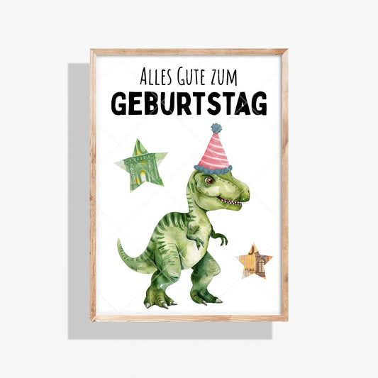 Dinosaurier T-Rex Geldgeschenk Geburtstag – Digitaler Sofort Download PDF A4 zum Ausdrucken