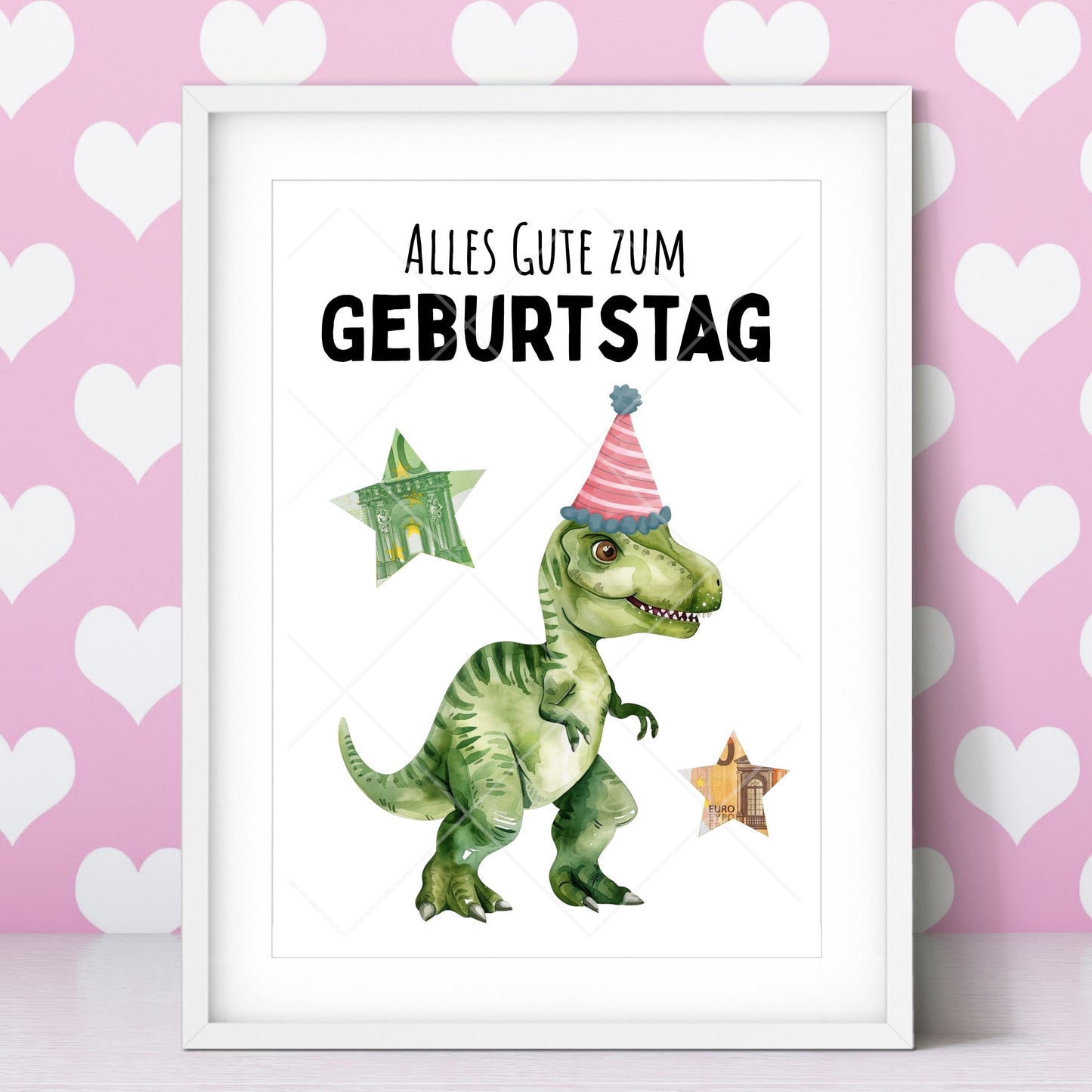 Dinosaurier T-Rex Geldgeschenk Geburtstag – Digitaler Sofort Download PDF A4 zum Ausdrucken
