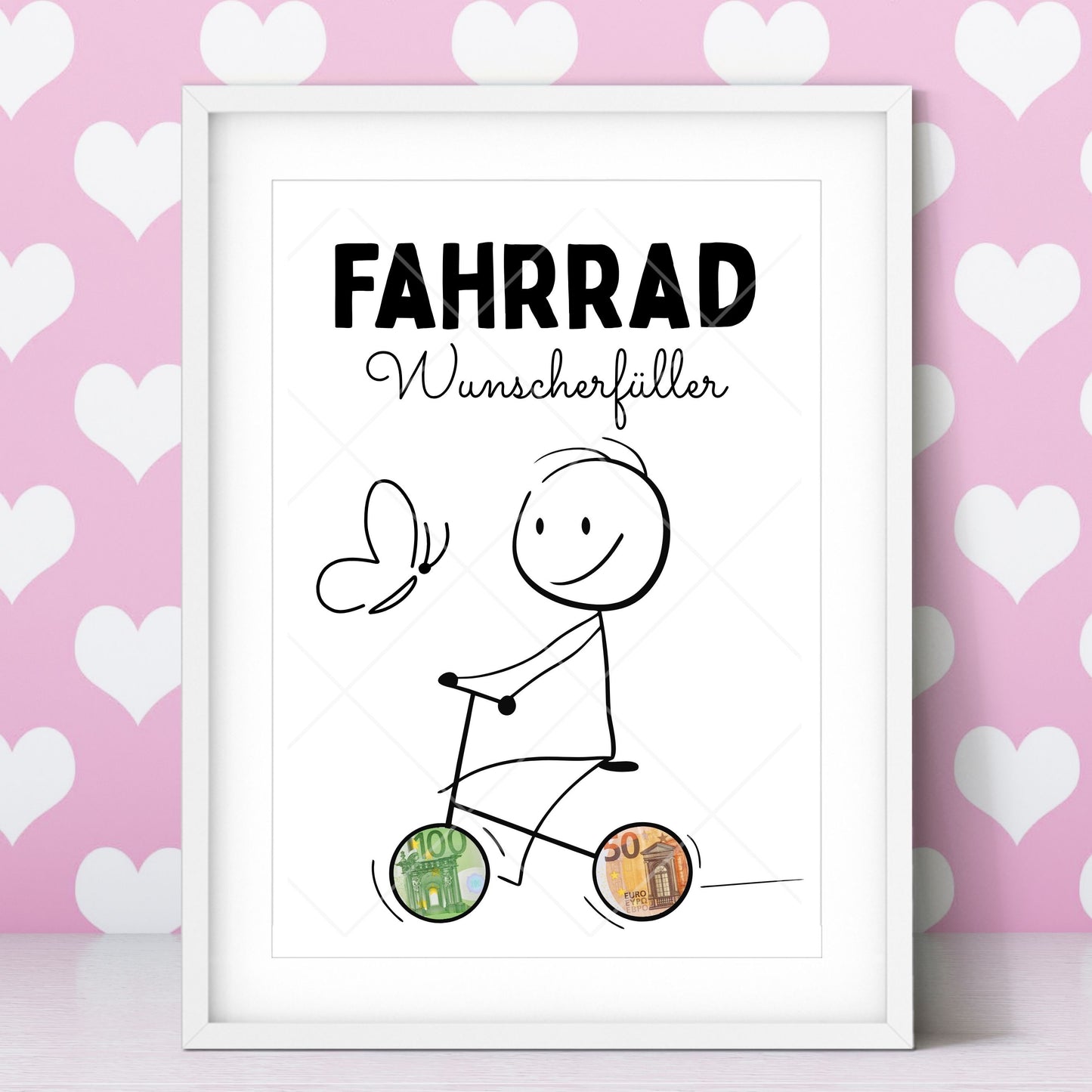 Fahrrad Wunscherfüller Geldgeschenk - Digitaler Sofort Download PDF A4 zum Ausdrucken