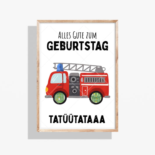 Feuerwehr Geldgeschenk Geburtstag – Digitaler Sofort Download PDF A4 zum Ausdrucken