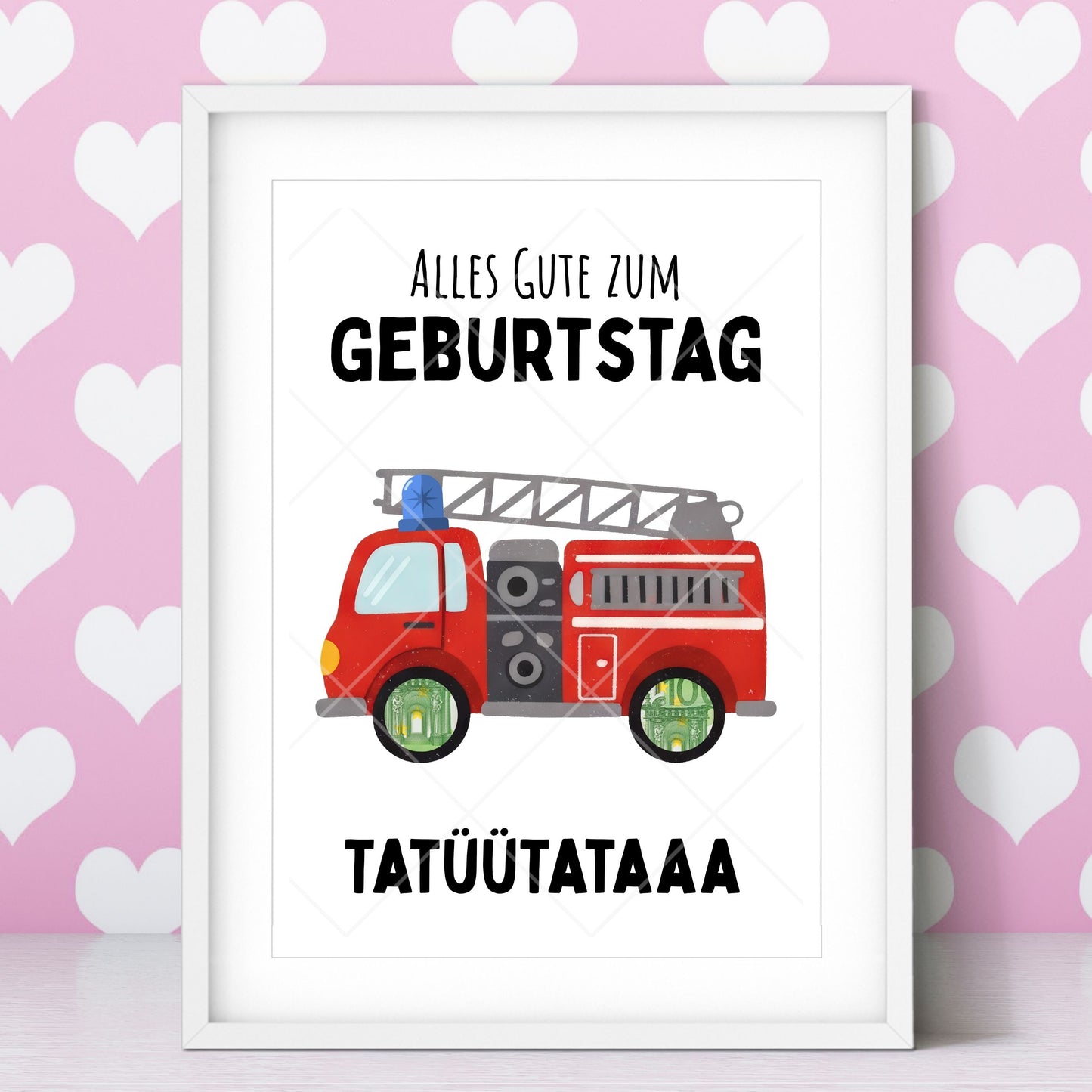 Feuerwehr Geldgeschenk Geburtstag – Digitaler Sofort Download PDF A4 zum Ausdrucken
