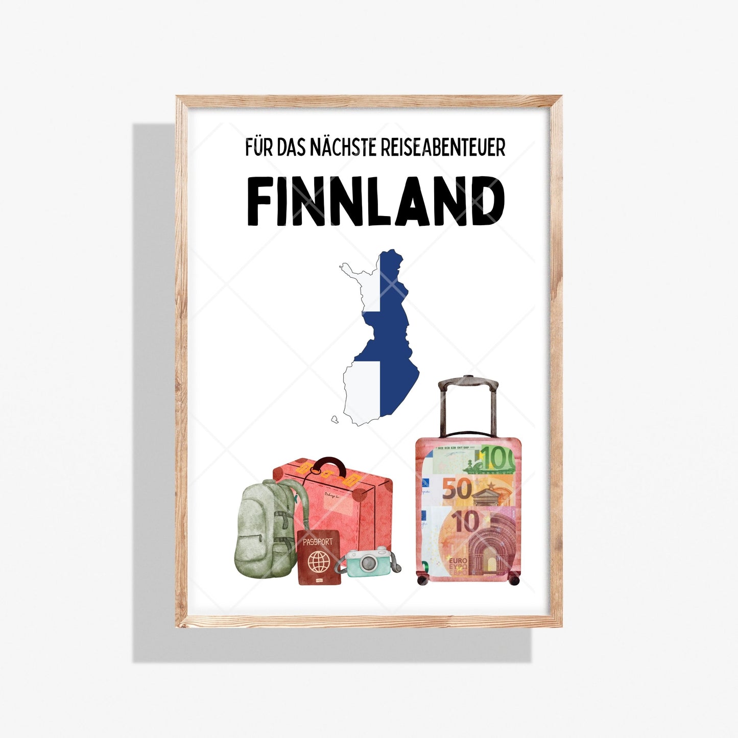 Finnland Reise Geldgeschenk Reisegutschein – Digitaler Sofort Download PDF A4 zum Ausdrucken