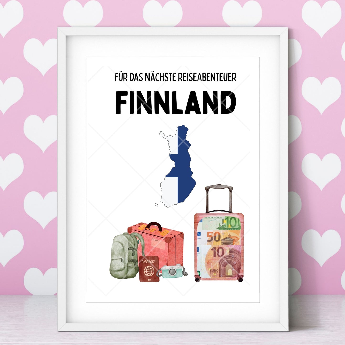 Finnland Reise Geldgeschenk Reisegutschein – Digitaler Sofort Download PDF A4 zum Ausdrucken