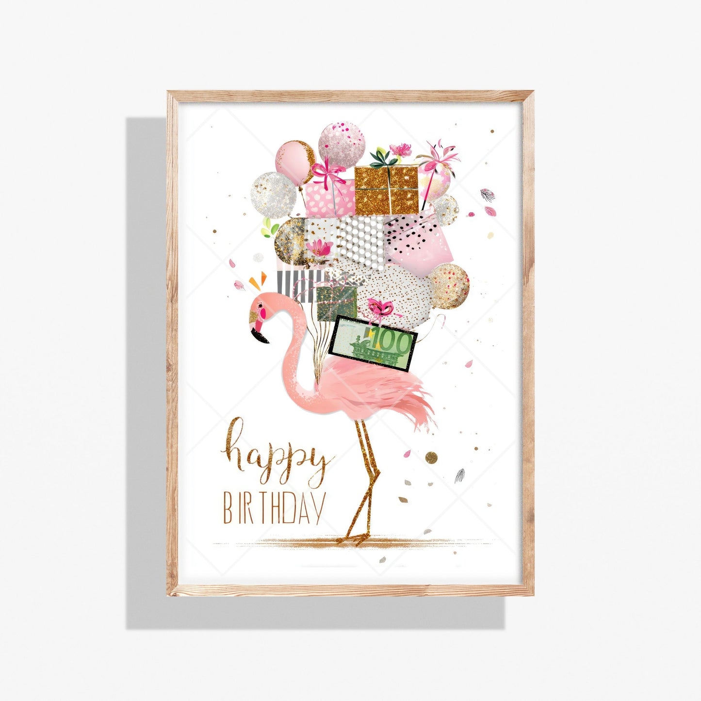 Flamingo Geldgeschenk Geburtstag – Digitaler Sofort Download PDF A4 zum Ausdrucken