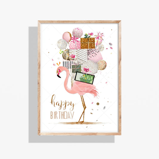 Flamingo Geldgeschenk Geburtstag – Digitaler Sofort Download PDF A4 zum Ausdrucken