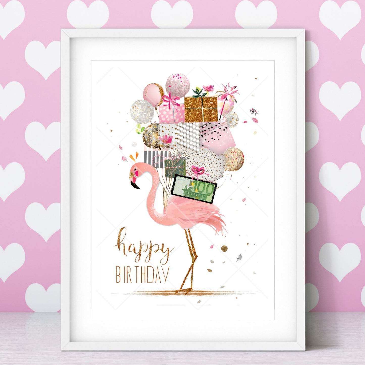 Flamingo Geldgeschenk Geburtstag – Digitaler Sofort Download PDF A4 zum Ausdrucken