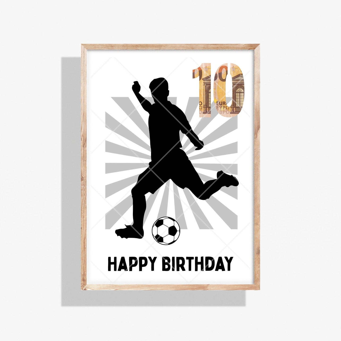 Fußball Geldgeschenk 10 Geburtstag – Digitaler Sofort Download PDF A4 zum Ausdrucken