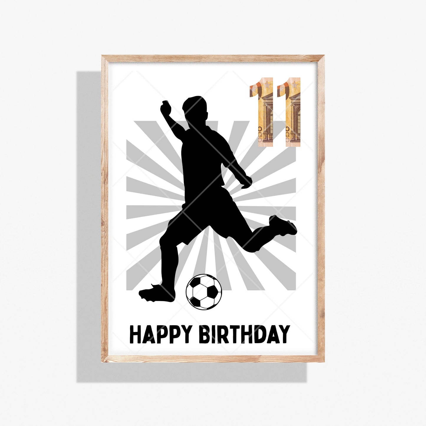 Fußball Geldgeschenk 11 Geburtstag – Digitaler Sofort Download PDF A4 zum Ausdrucken