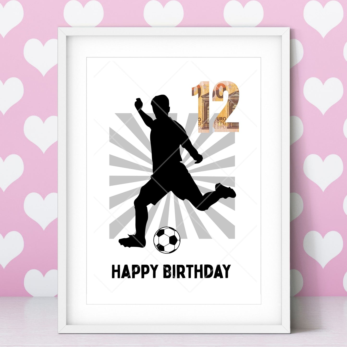 Fußball Geldgeschenk 12 Geburtstag – Digitaler Sofort Download PDF A4 zum Ausdrucken