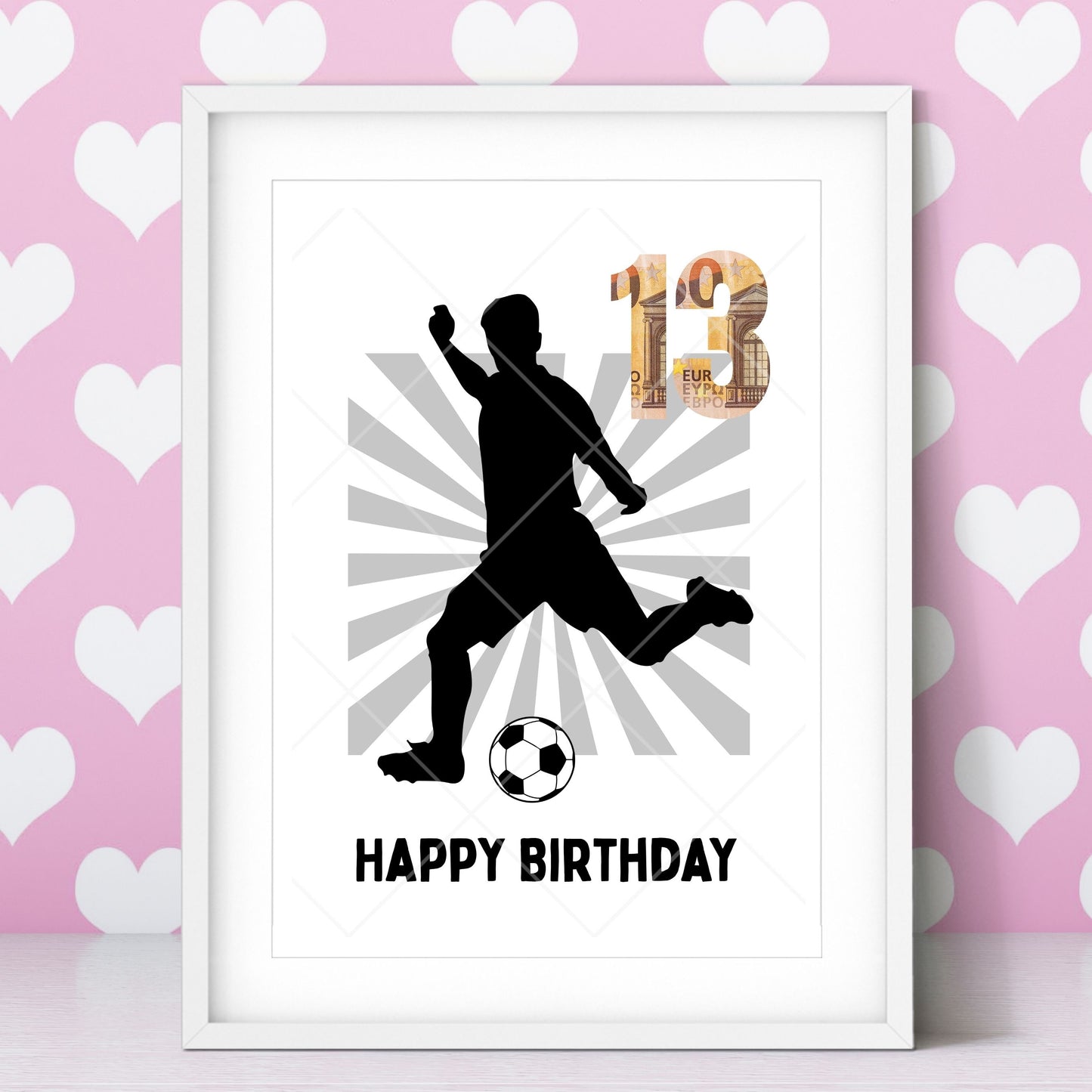Fußball Geldgeschenk 13 Geburtstag – Digitaler Sofort Download PDF A4 zum Ausdrucken
