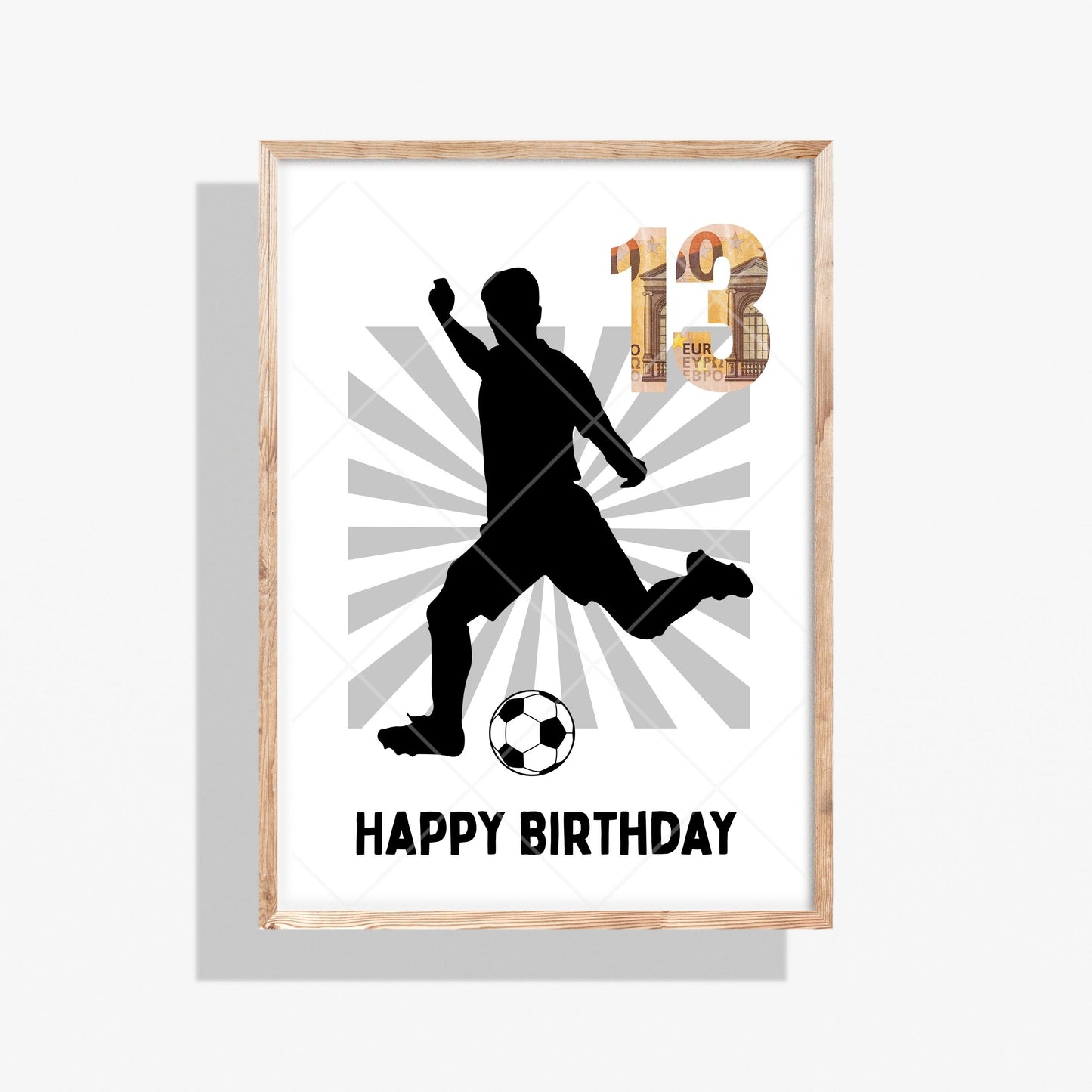 Fußball Geldgeschenk 13 Geburtstag – Digitaler Sofort Download PDF A4 zum Ausdrucken