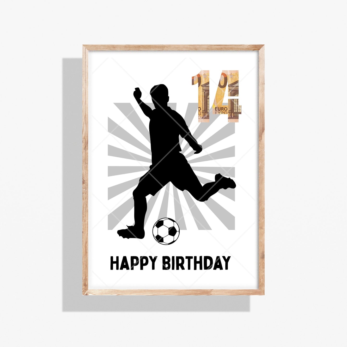 Fußball Geldgeschenk 14 Geburtstag – Digitaler Sofort Download PDF A4 zum Ausdrucken