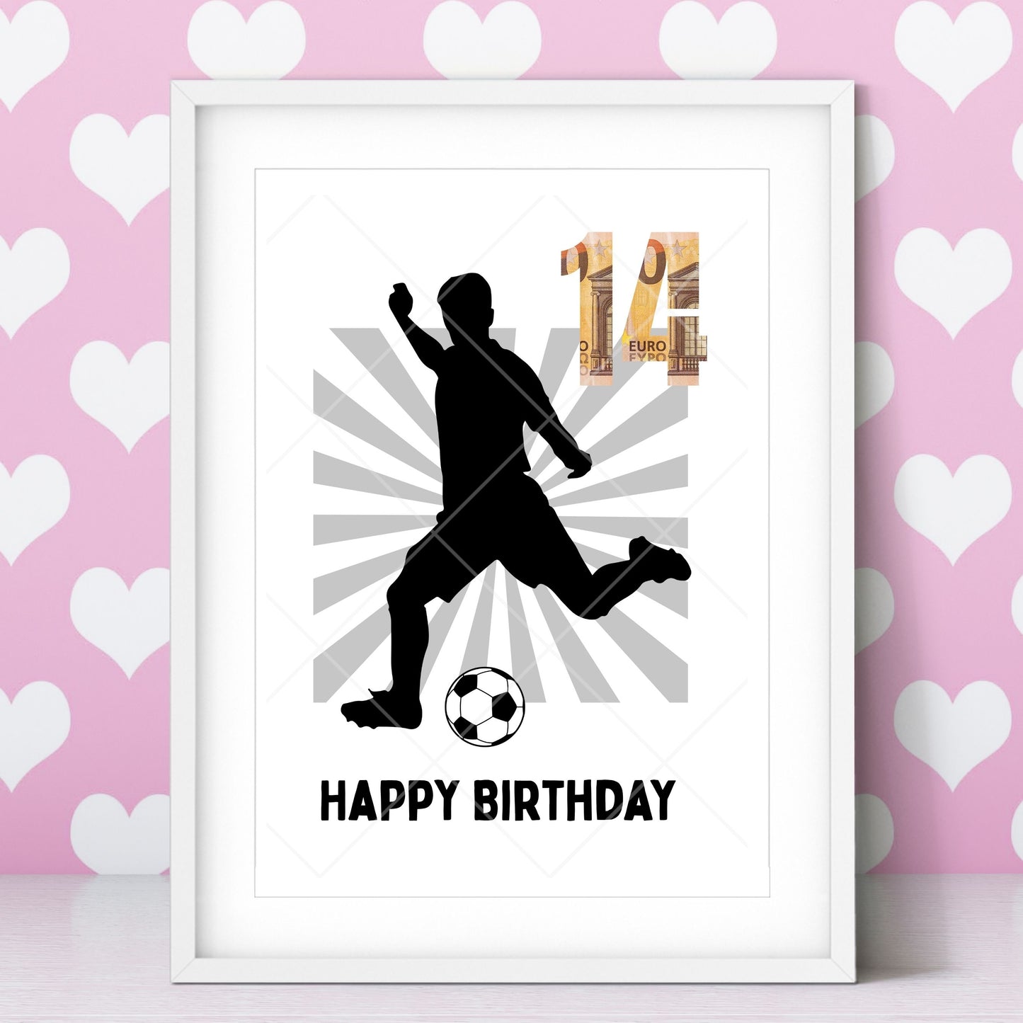 Fußball Geldgeschenk 14 Geburtstag – Digitaler Sofort Download PDF A4 zum Ausdrucken