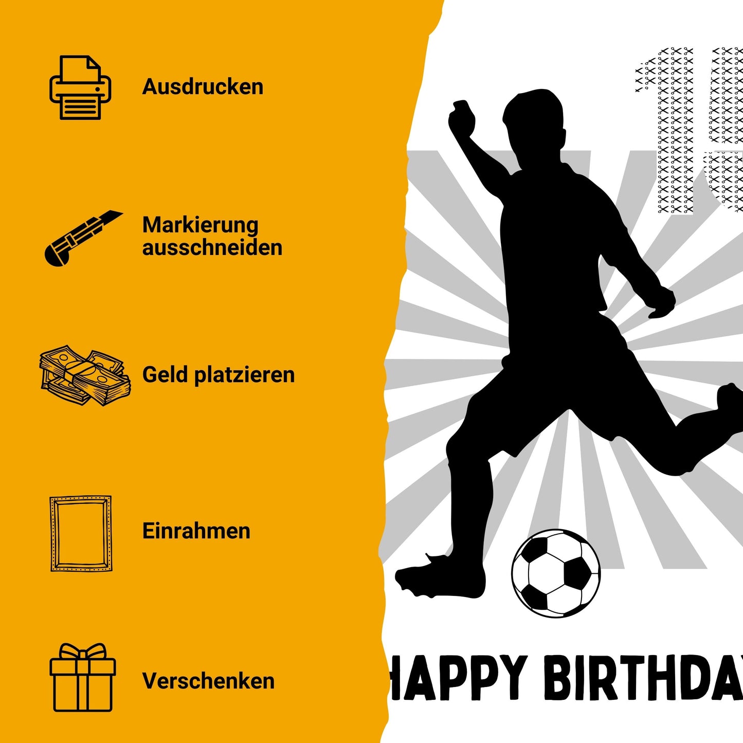 Fußball Geldgeschenk 15 Geburtstag – Digitaler Sofort Download PDF A4 zum Ausdrucken