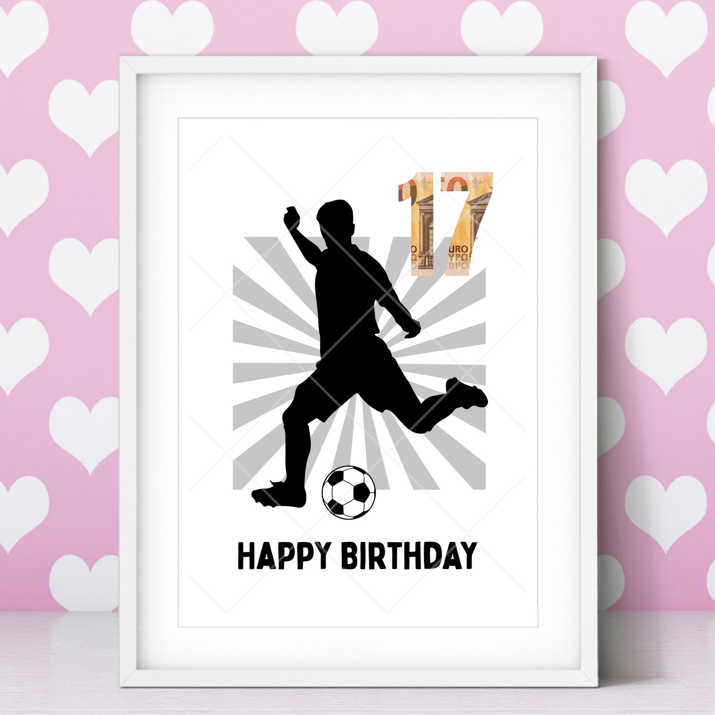 Fußball Geldgeschenk 17 Geburtstag – Digitaler Sofort Download PDF A4 zum Ausdrucken