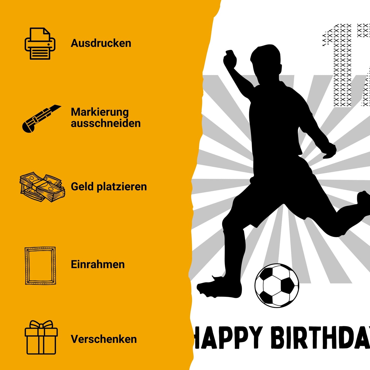 Fußball Geldgeschenk 17 Geburtstag – Digitaler Sofort Download PDF A4 zum Ausdrucken