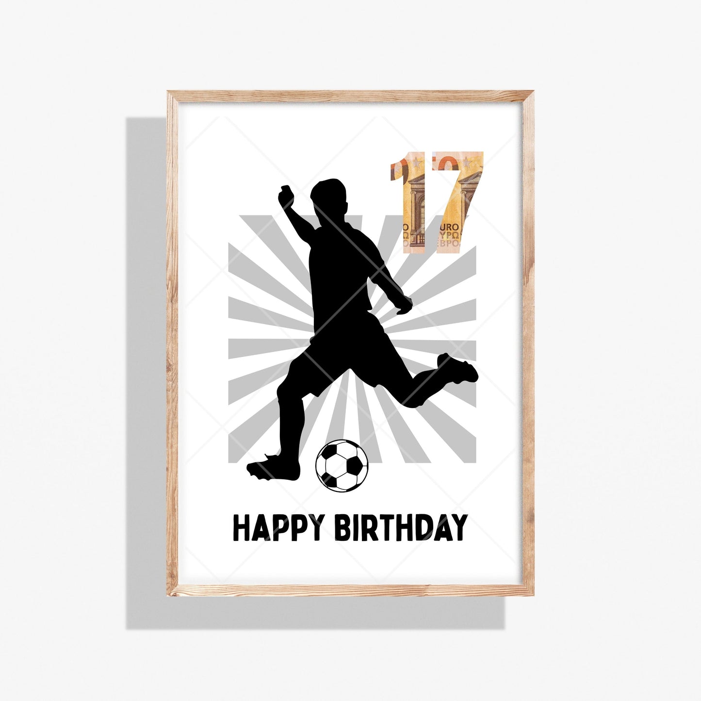 Fußball Geldgeschenk 17 Geburtstag – Digitaler Sofort Download PDF A4 zum Ausdrucken