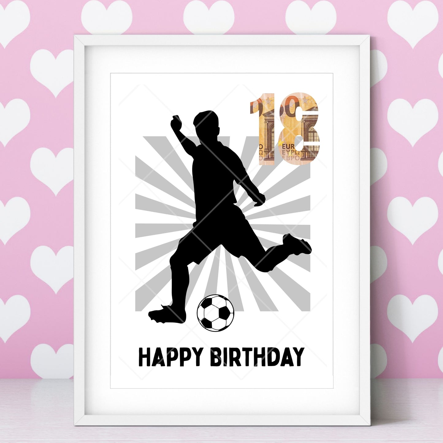 Fußball Geldgeschenk 18 Geburtstag Volljährigkeit – Digitaler Sofort Download PDF A4 zum Ausdrucken