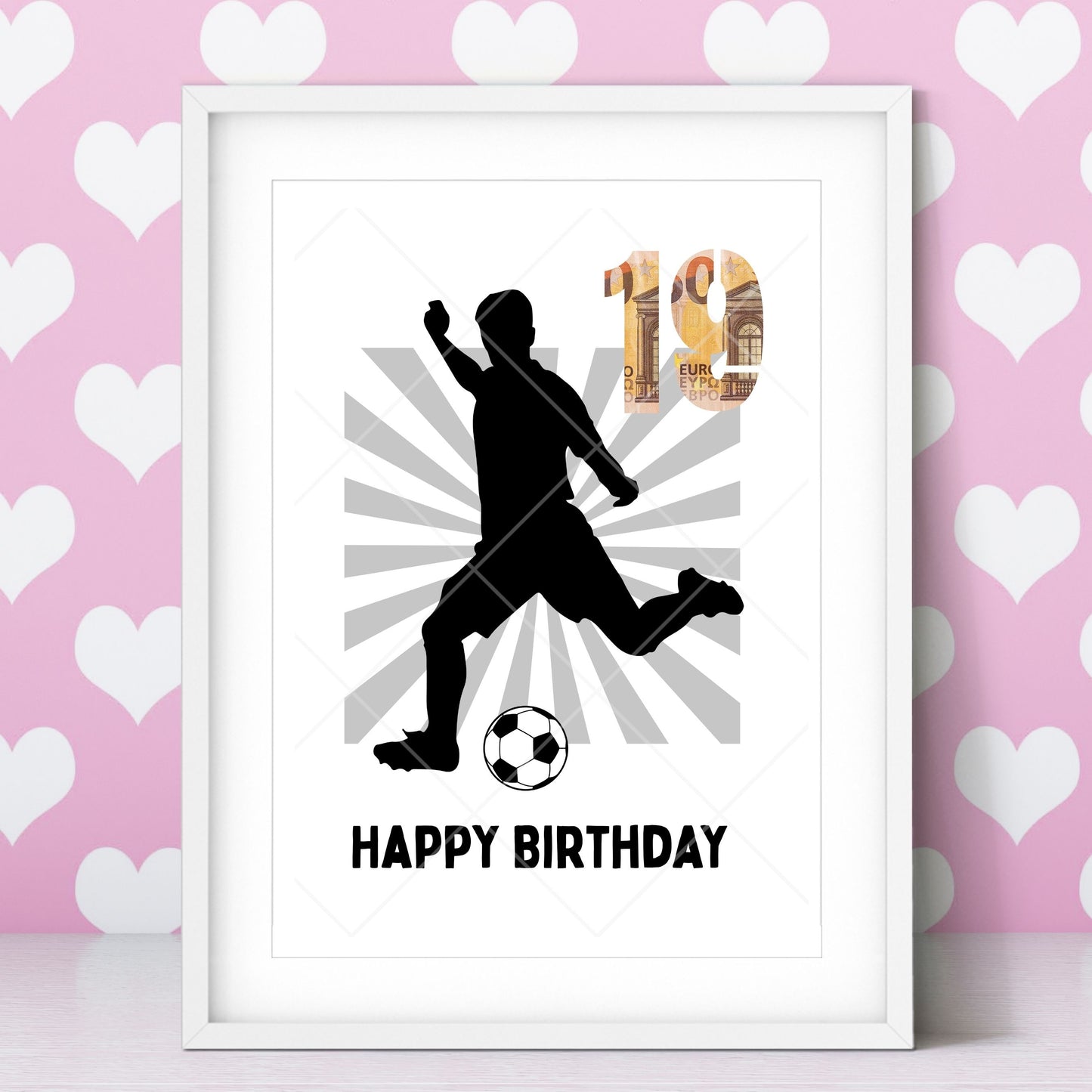 Fußball Geldgeschenk 19 Geburtstag – Digitaler Sofort Download PDF A4 zum Ausdrucken