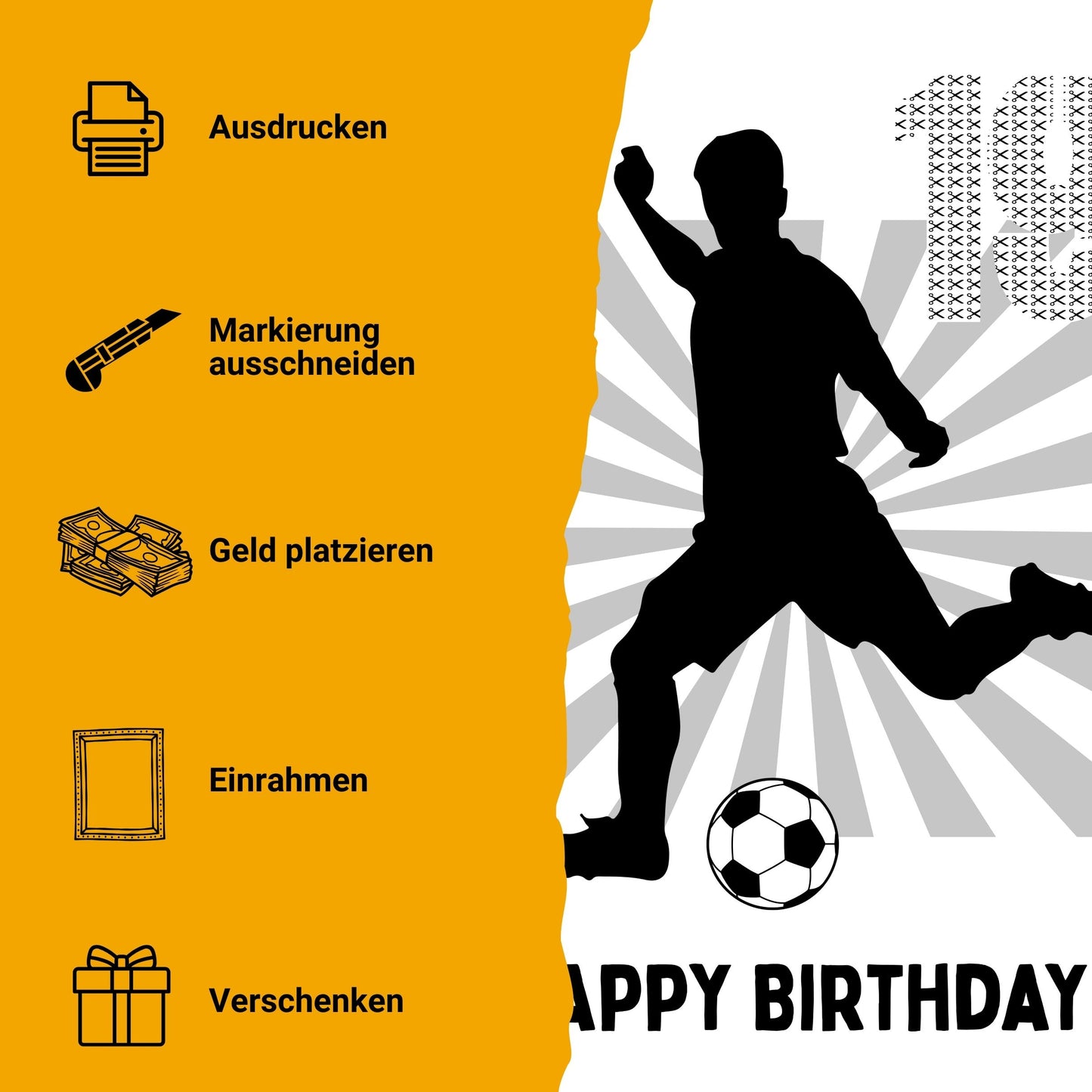 Fußball Geldgeschenk 19 Geburtstag – Digitaler Sofort Download PDF A4 zum Ausdrucken
