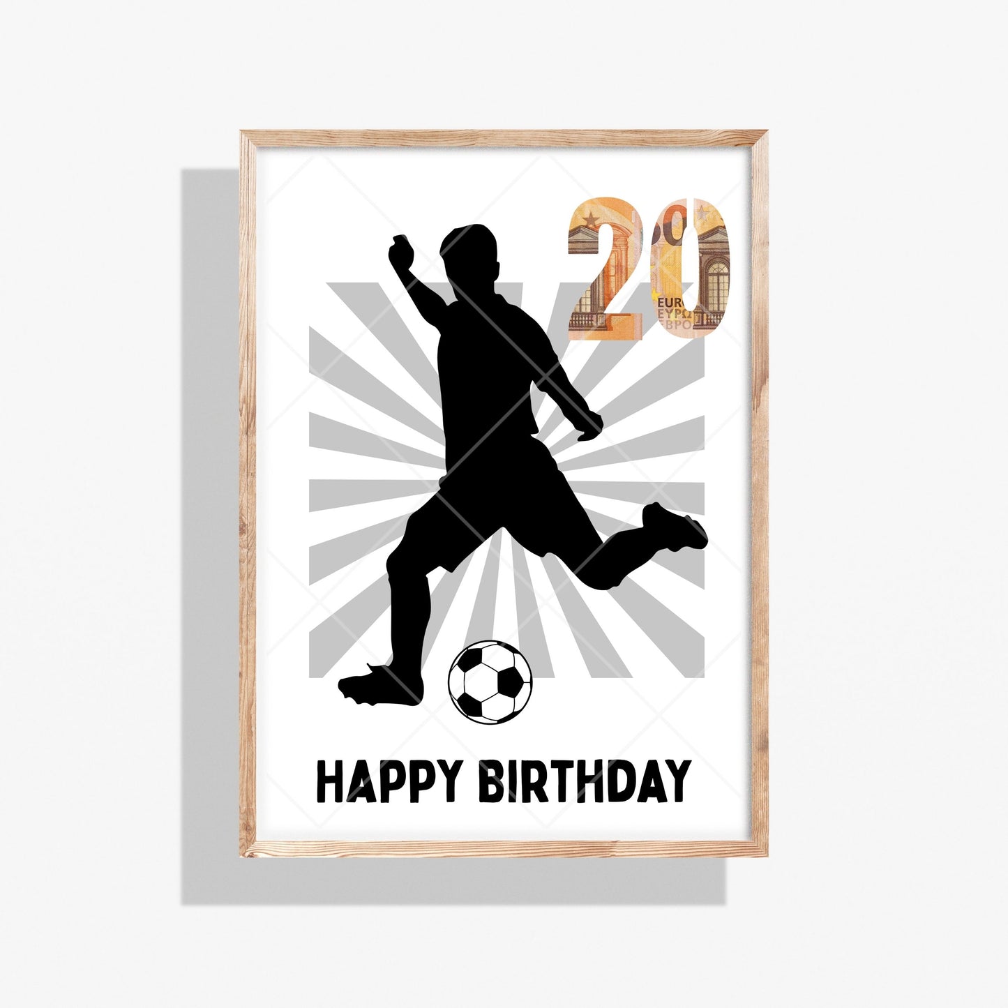 Fußball Geldgeschenk 20 Geburtstag – Digitaler Sofort Download PDF A4 zum Ausdrucken