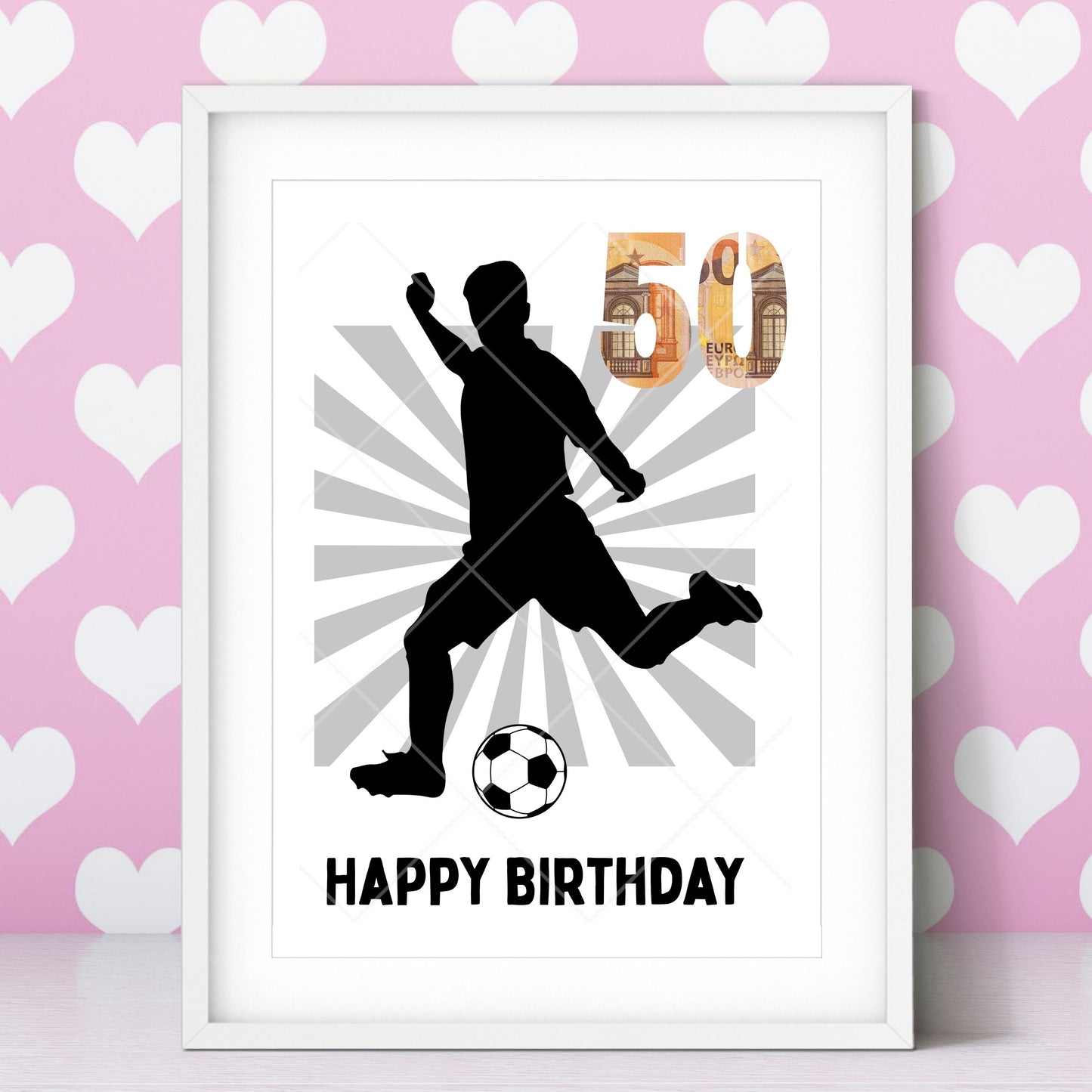 Fußball Geldgeschenk 50 Geburtstag – Digitaler Sofort Download PDF A4 zum Ausdrucken