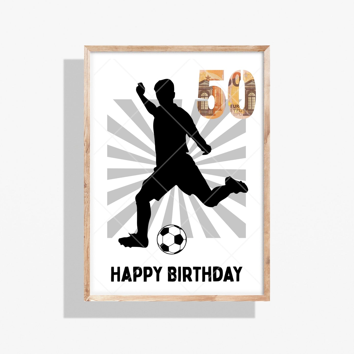 Fußball Geldgeschenk 50 Geburtstag – Digitaler Sofort Download PDF A4 zum Ausdrucken
