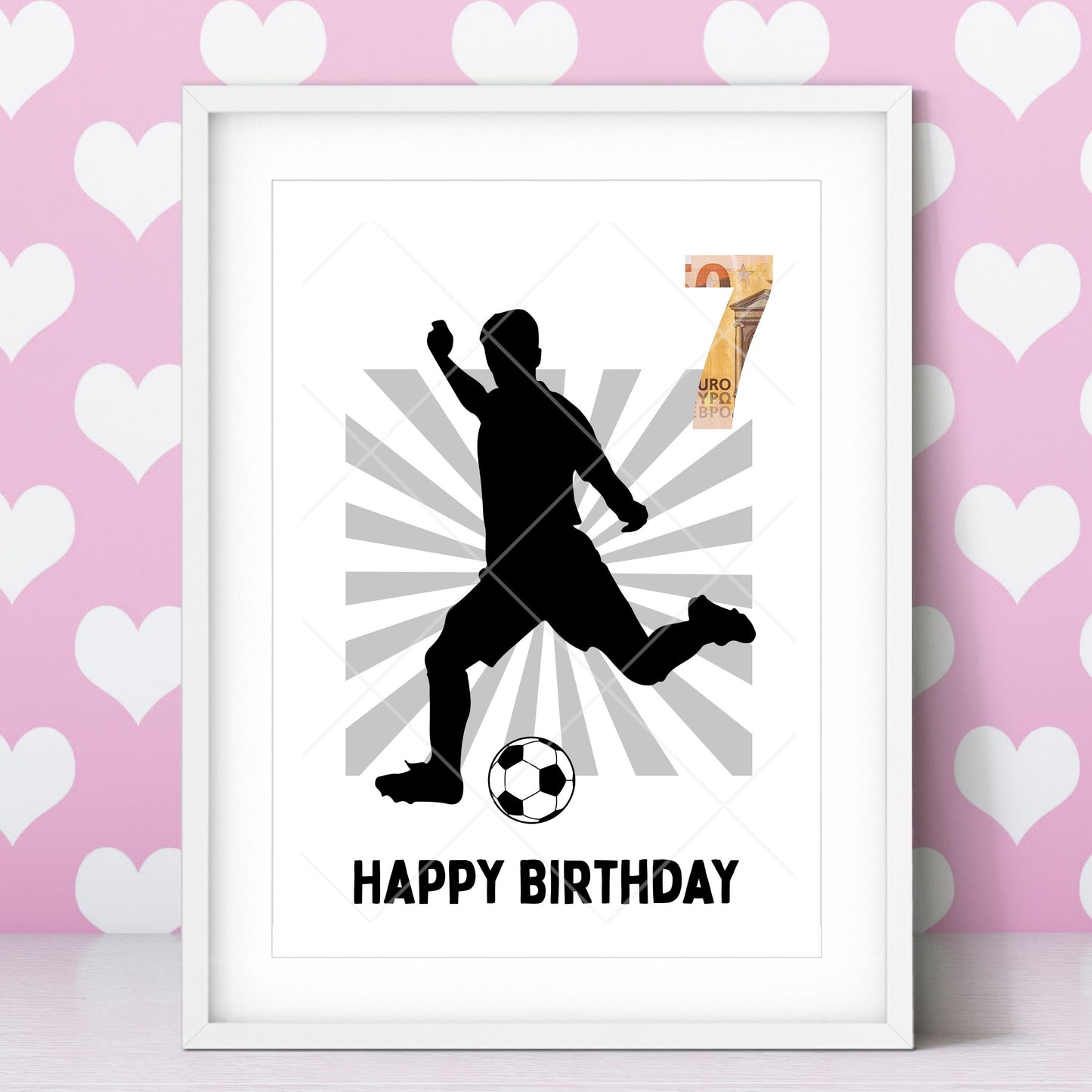 Digitales ProduktFußball Geldgeschenk 7 Geburtstag – Digitaler Sofort Download PDF A4 zum Ausdrucken