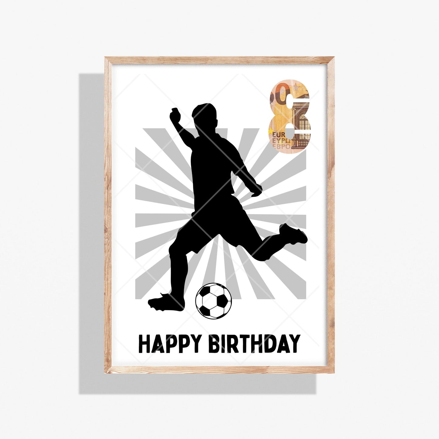 Fußball Geldgeschenk 8 Geburtstag – Digitaler Sofort Download PDF A4 zum Ausdrucken