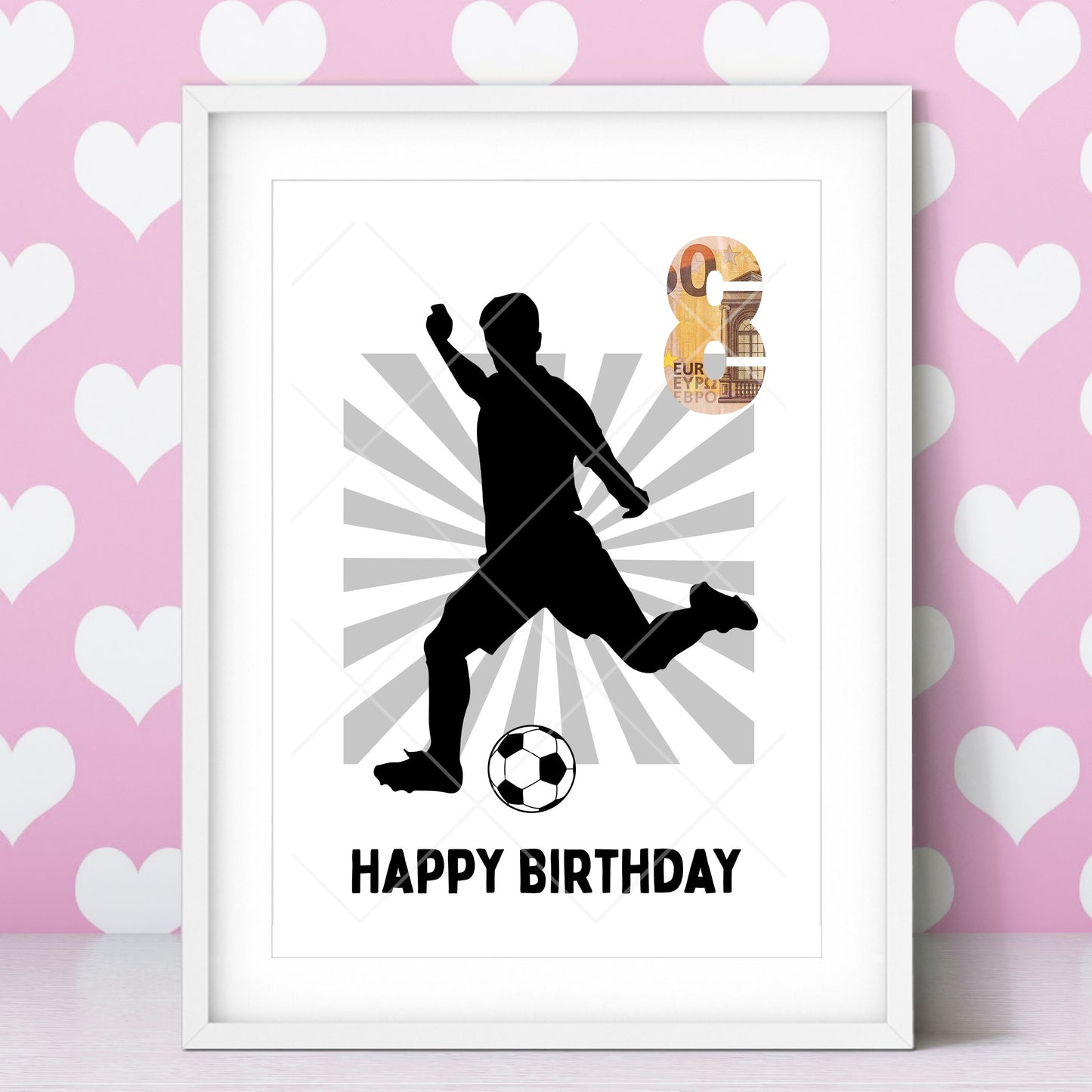 Fußball Geldgeschenk 8 Geburtstag – Digitaler Sofort Download PDF A4 zum Ausdrucken