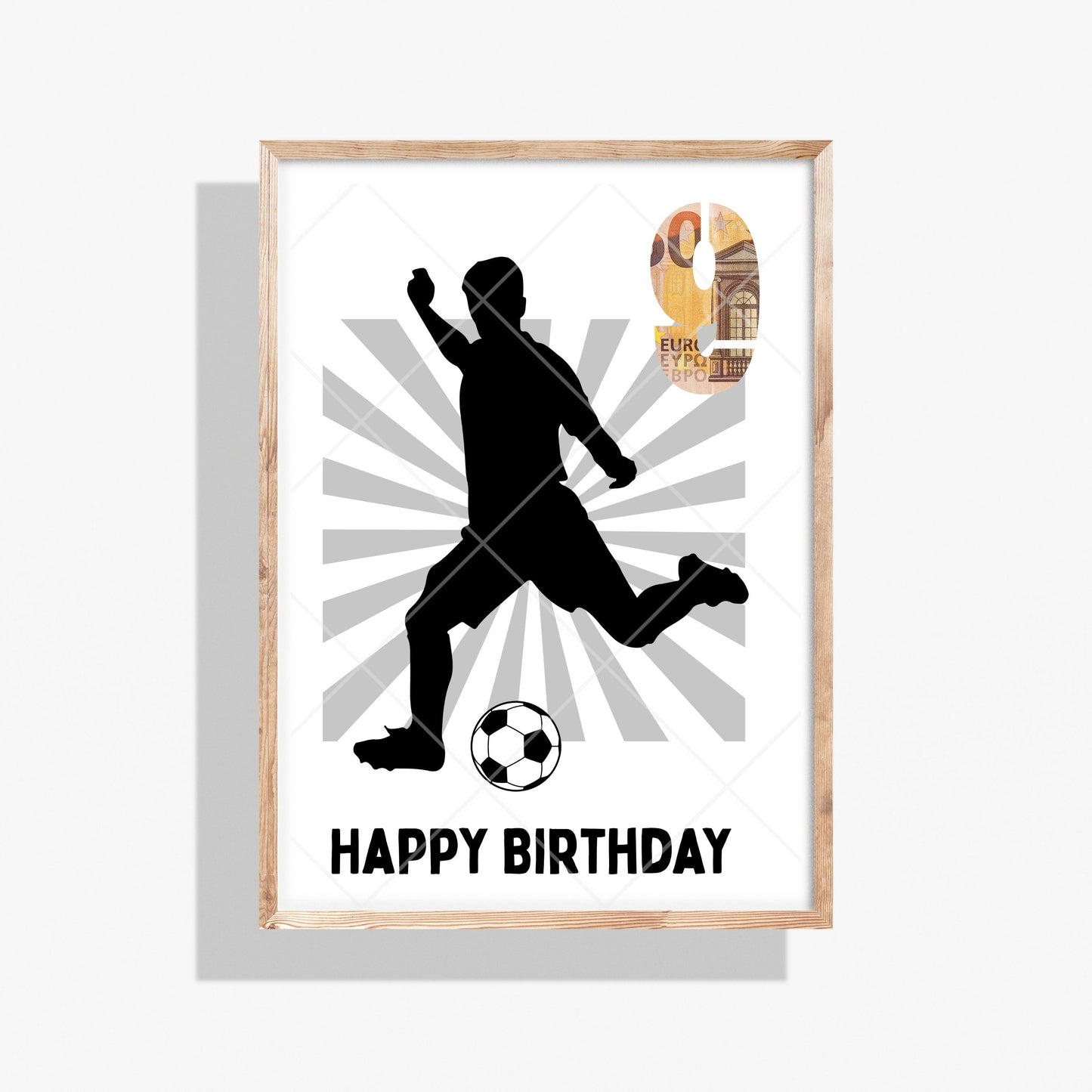 Fußball Geldgeschenk 9 Geburtstag – Digitaler Sofort Download PDF A4 zum Ausdrucken
