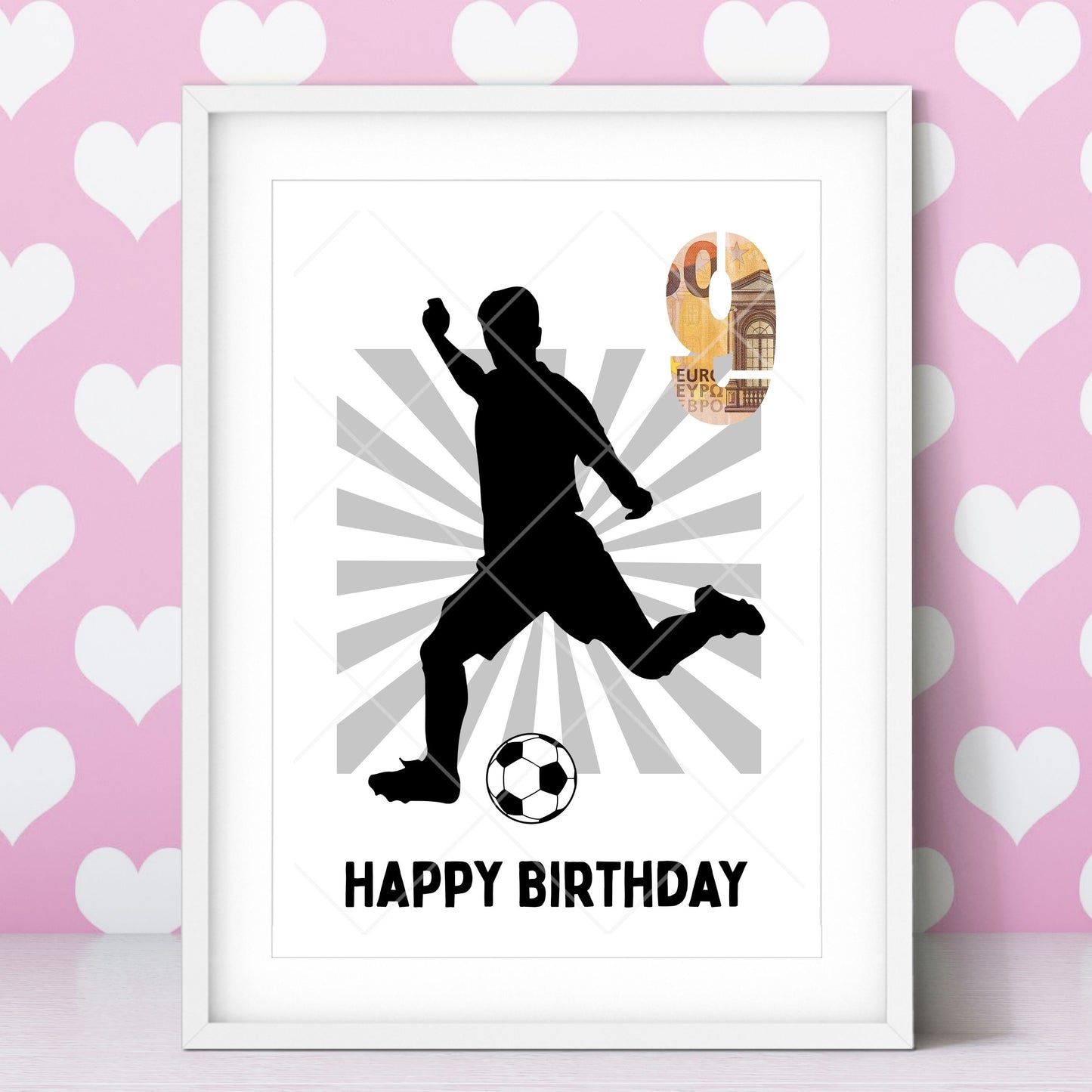 Fußball Geldgeschenk 9 Geburtstag – Digitaler Sofort Download PDF A4 zum Ausdrucken