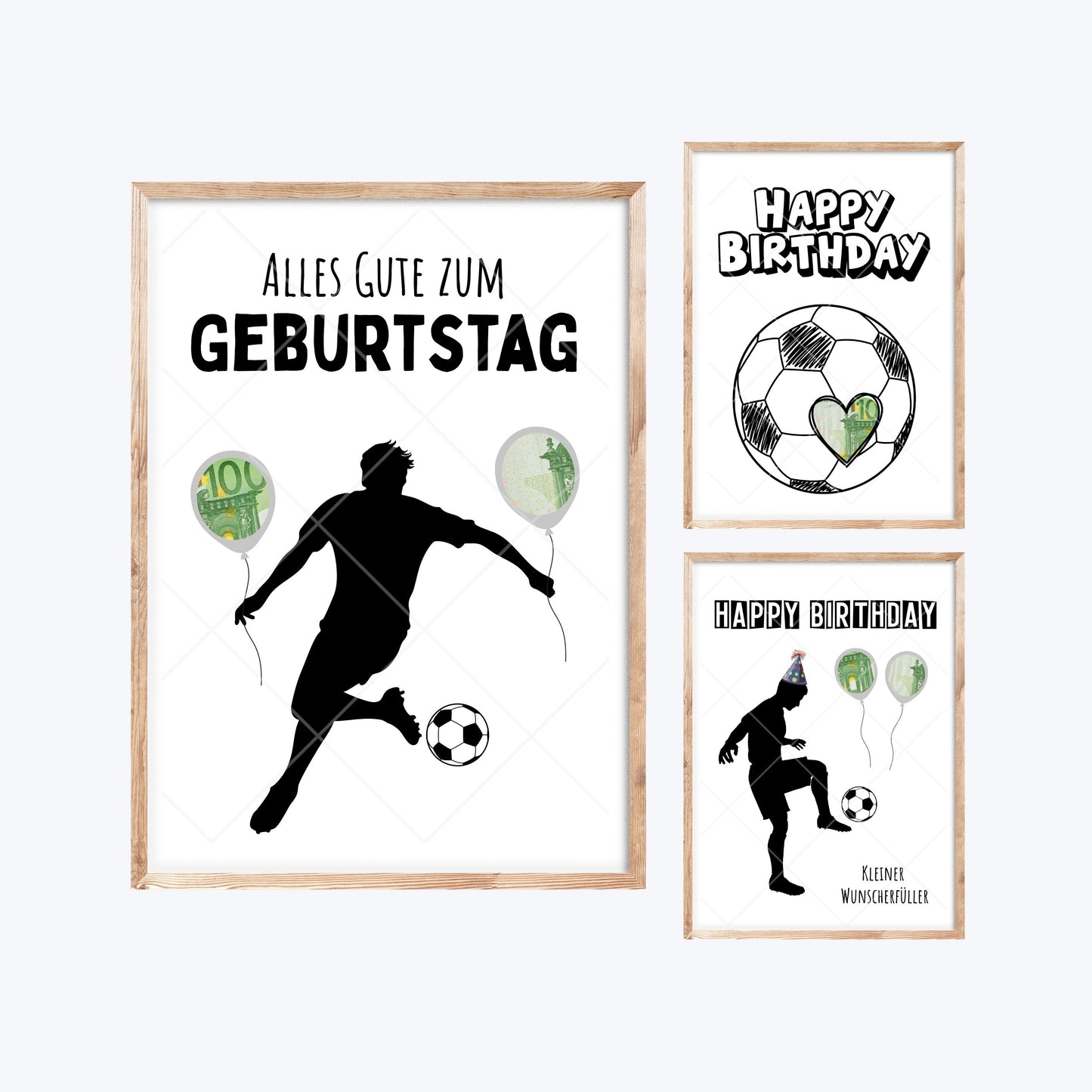 Fußball Geburtstag Geldgeschenk | Sparset 3x A4 PDF Sofort-Download