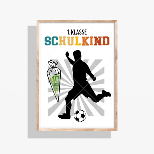 Geldgeschenk Einschulung Fußball Schulkind – Digitaler Sofort Download PDF A4 zum Ausdrucken