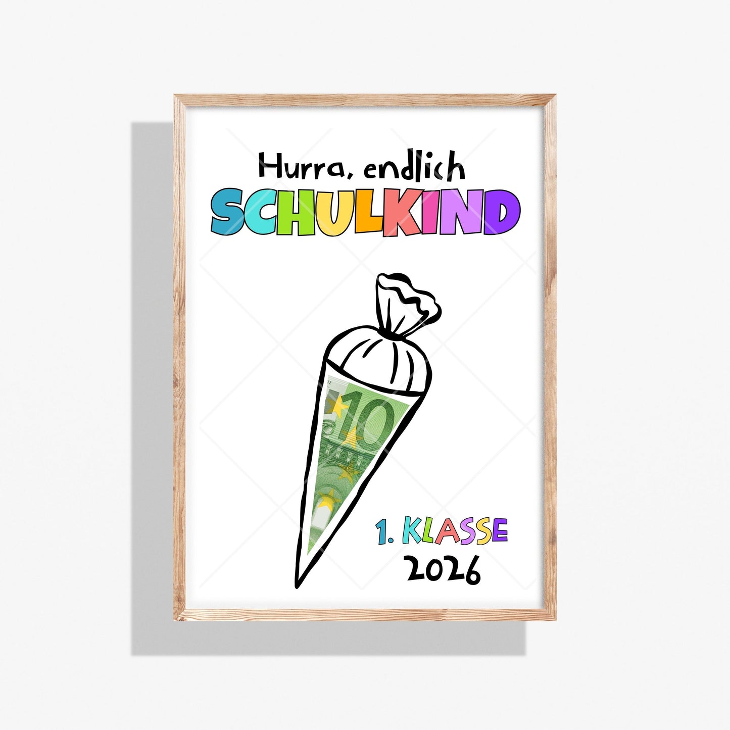 Einschulung Schulkind 2026 Schultüte Geldgeschenk  – Digitaler Sofort Download PDF A4 zum Ausdrucken