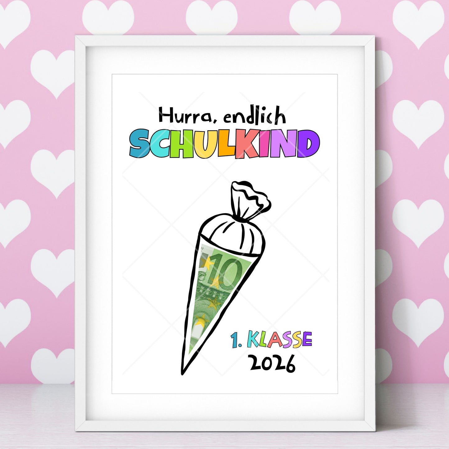 Einschulung Schulkind 2026 Schultüte Geldgeschenk  – Digitaler Sofort Download PDF A4 zum Ausdrucken