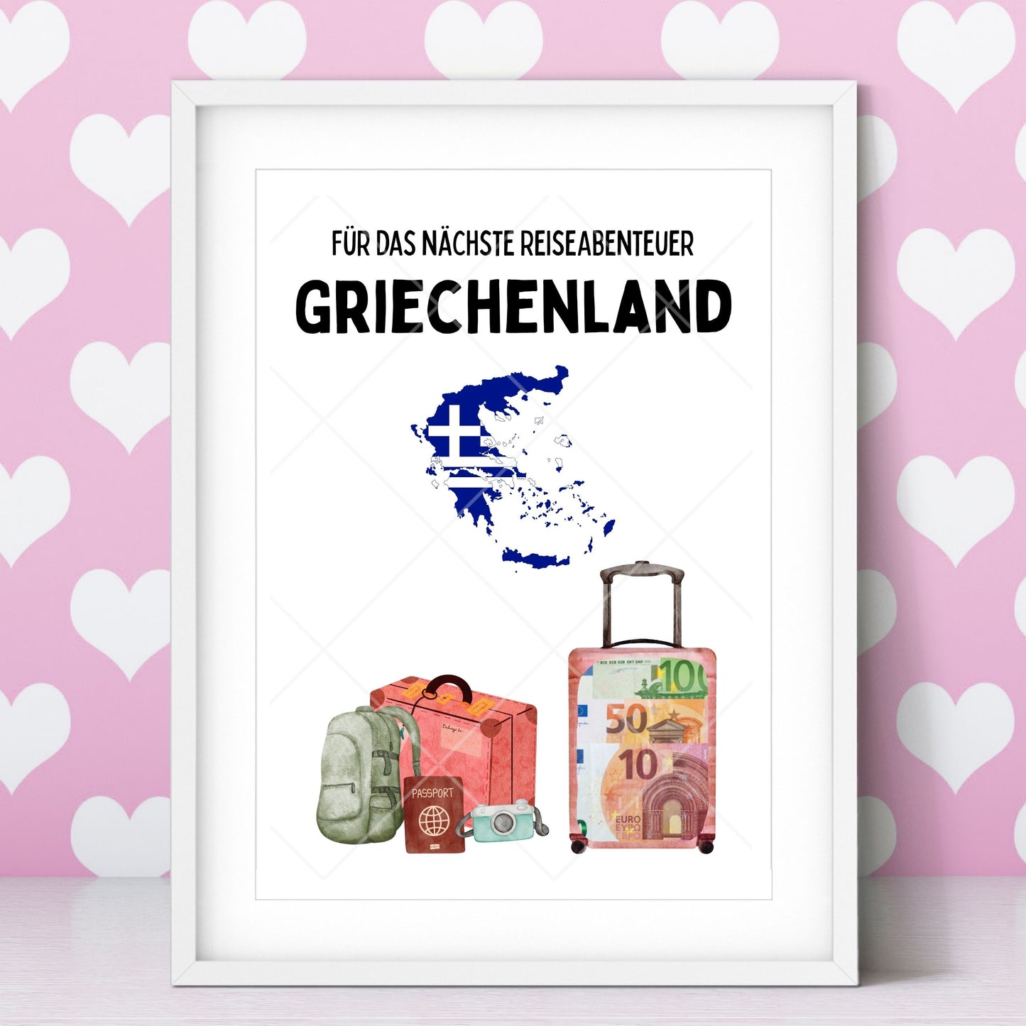 Griechenland Reise Geldgeschenk Reisegutschein – Digitaler Sofort Download PDF A4 zum Ausdrucken