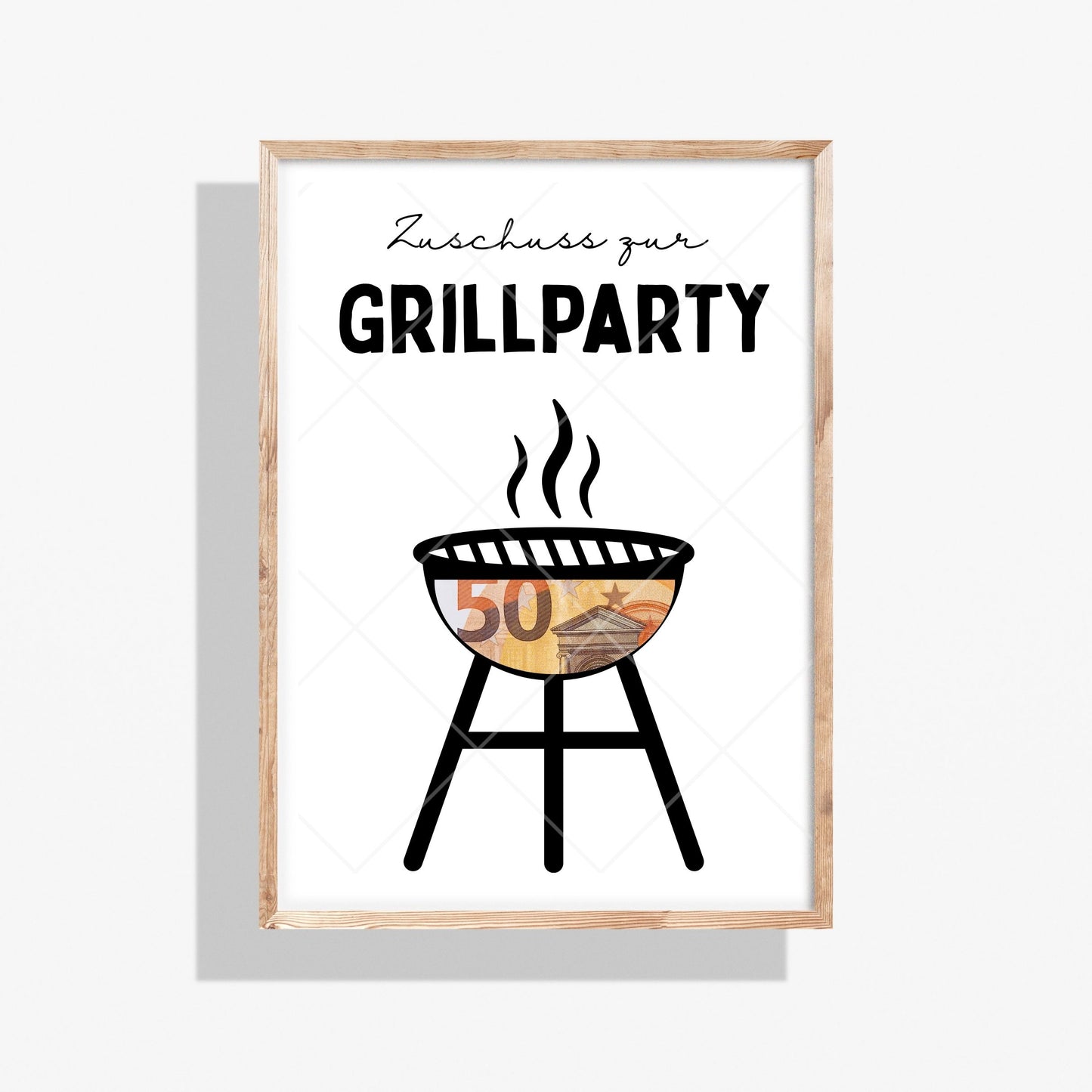 Zuschuss Grillparty & BBQ Geldgeschenk - Digitaler Sofort Download PDF A4 zum Ausdrucken