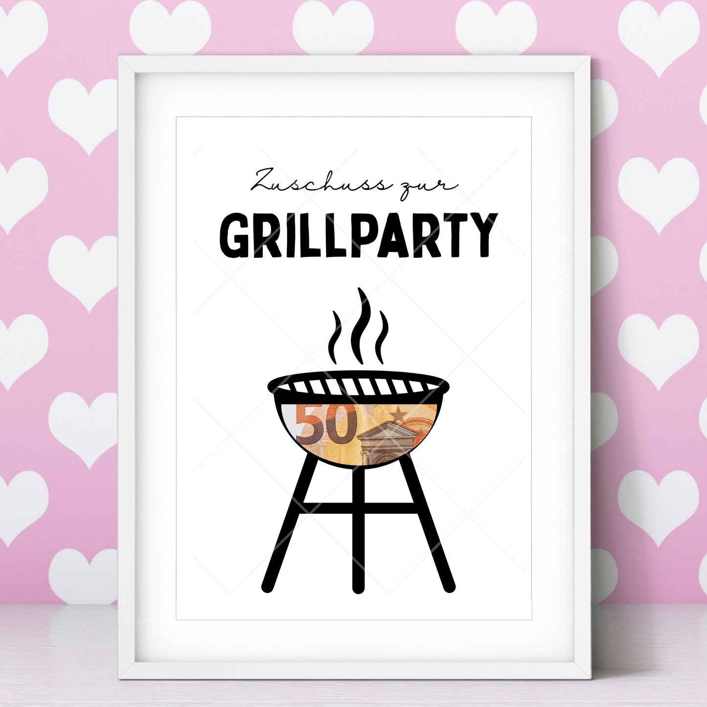 Zuschuss Grillparty & BBQ Geldgeschenk - Digitaler Sofort Download PDF A4 zum Ausdrucken